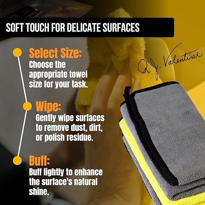 VPD Microfiber Coral Fleece Towels - Dark Yellow, Ultimate Car Drying Towels, Extra Large, Super Absorbent, Lint and Scratch Free, Perfect for Car Wax Polishing (24, 15.75" by 15.75")