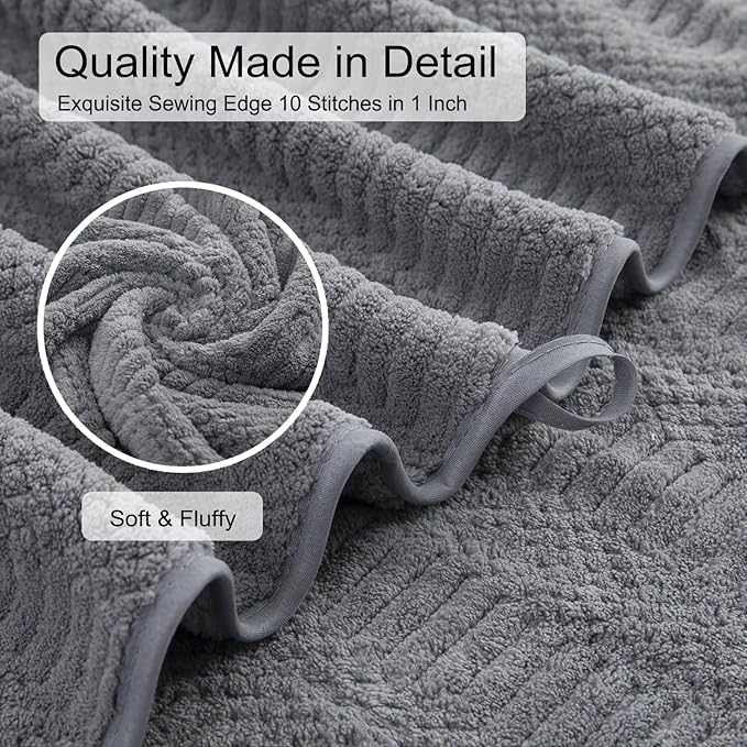 Oliven 4 Piece Large Bath Towel Set 35"x70" Gray Extra Large Bath Sheets Oversized Jumbo Towels 600GSM Soft Highly Absorbent Quick Dry Beach Chair Towel Woven Towels for Bathroom Hotel and Spa