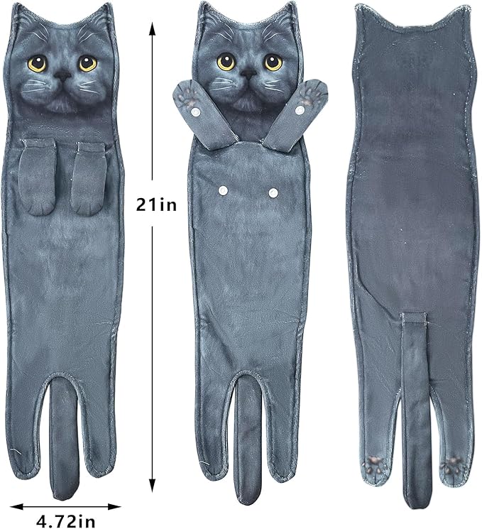 PAT JUUMG Funny Cat Hand Towels for Bathroom Kitchen Decor, Cute Decorative Hanging Face Towels, Super Absorbent Soft, Housewarming Gift, Cat Lovers Gifts for Women (PAT US-6 Pack-Towel)