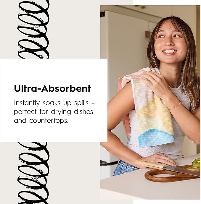 Bar Towels for Kitchen - Spring & Summer Collection - Premium Towels for Cleaning Dishes & Glassware - Absorbent & Fast Drying Kitchen Towels - Soft Floral, 12" x 14" - 1-Piece