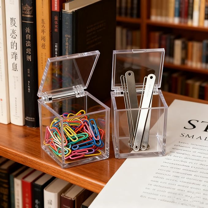 KissYou Acrylic Box with Lid Clear Square Cube Face Towel Storage Box Desk Organizers Aesthetic Hair Accessories Gift Box