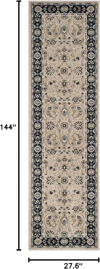 SAFAVIEH Lyndhurst Collection Runner Rug - 2'3" x 12', Light Beige & Anthracite, Traditional Oriental Design, Non-Shedding & Easy Care, Ideal for High Traffic Areas in Living Room, Bedroom (LNH340K)