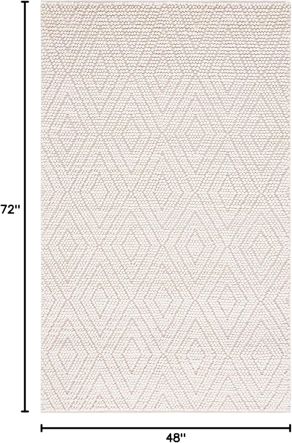 SAFAVIEH Natura Collection Accent Rug - 4' x 6', Ivory, Handmade Moroccan Boho Trellis Wool, Ideal for High Traffic Areas in Entryway, Living Room, Bedroom (NAT224A)