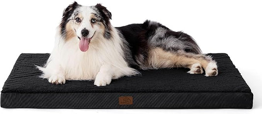 Bedsure XL Dog Bed for Crate - Large Comfy Flat Pet Beds with Removable Washable Cover, Orthopedic Egg Crate Foam Crate Mat, Suitable for Pet Up to 90 lbs