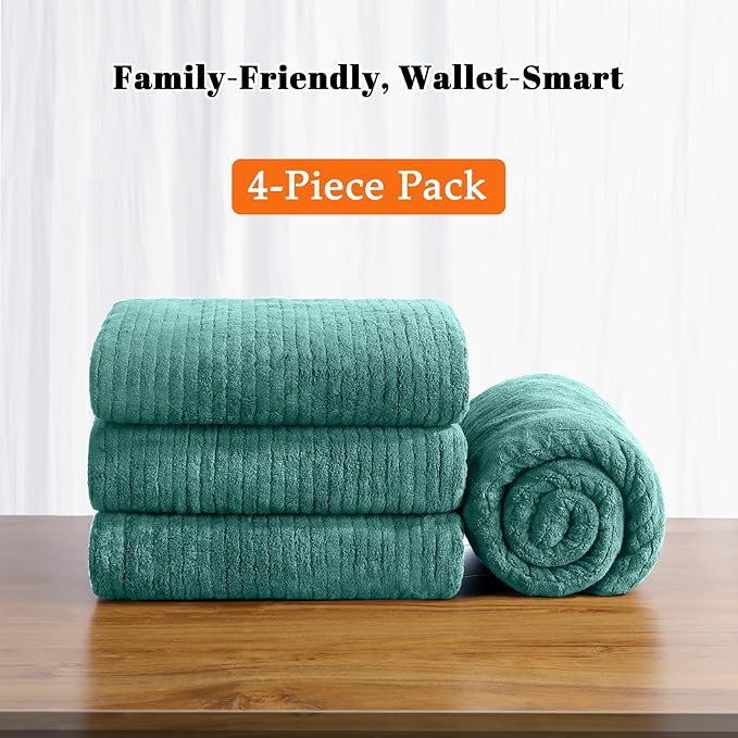 Bath Towels Set of 4 Extra Large 35 x 70 Inches,Luxury Thick High Absorbent and Quick Dry Bath Sheet,Ultra Soft Microfiber,Bathroom,Beach,Yoga,Sport,SPA,Fitness (Teal Green)