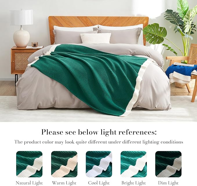 Amélie Home Chenille Throw Blanket, Soft Cozy Waffle Throw for Couch & Sofa, Warm Yet Lightweight, Breathable All-Season Throws for Women Men, Housewarming, Birthdays, 50"x60", Holly Green