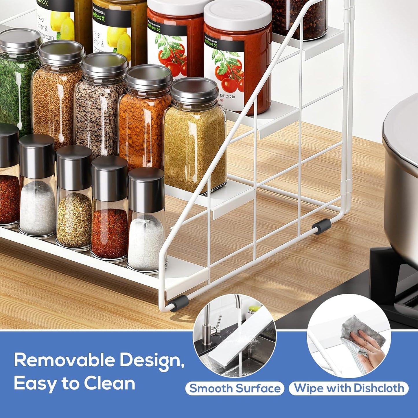4-Tier Adjustable Spice Rack Organizer for Cabinet & Pantry — Space-Saving Tiered Shelf | Nestify