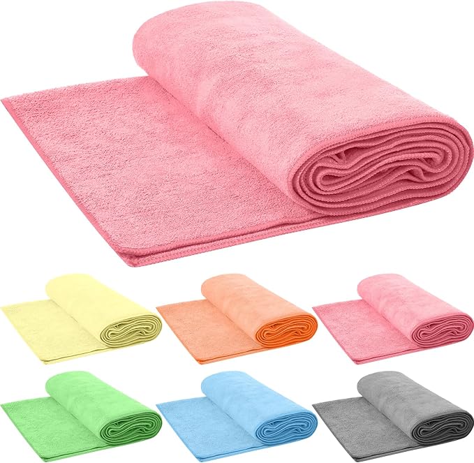 6 Pcs Hot Yoga Towels Bulk Non Slip Microfiber Anti Slip Absorbent Multicolor Wicking Pilates Yoga Mat Towel for Women Men Pilates, 27" x 72" (Multicolor)