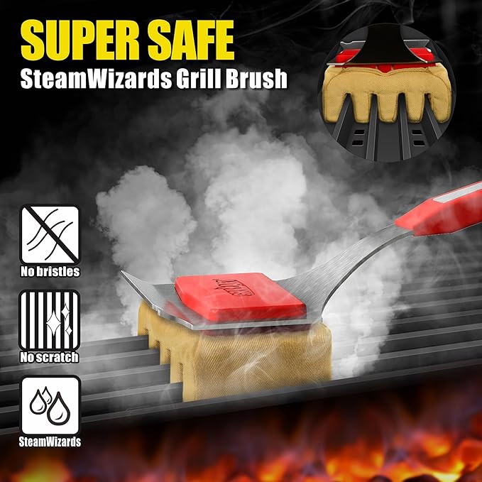 Bristle-Free BBQ Grill Brush Replacement Head – Heavy-Duty Scraper Tool for Cast Iron & Stainless Steel Grates, Safe & Durable Barbecue Cleaner with Seamless Fit Design