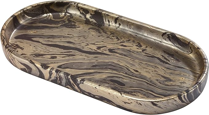 Nicole Miller - Vanity Tray, Resin Multipurpose Organizer, Resin Bathroom Accessories, Ideal for Kitchen & Bathroom, Dorm Room Essentials (Harper Collection, Black/Gold)