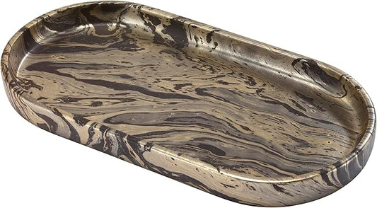 Nicole Miller - Vanity Tray, Resin Multipurpose Organizer, Resin Bathroom Accessories, Ideal for Kitchen & Bathroom, Dorm Room Essentials (Harper Collection, Black/Gold)