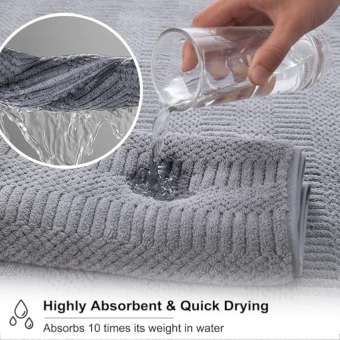 8 Piece Oversized Gray Bath Towel Set-2 Extra Large Bath Towel Sheets,2 Hand Towels,4 Washcloths-600GSM Soft Highly Absorbent Quick Dry Beach Chair Towels Woven Towels for Bathroom Hotel and Spa