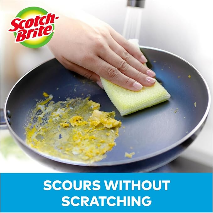 Scotch-Brite Dobie Pads, Dobie Sponge for All Purpose Cleaning of Kitchen, Bathroom, and Household, Non Scratch Dobie Cleaning Pads Safe for Non-Stick Cookware, 12 Dobie Pads