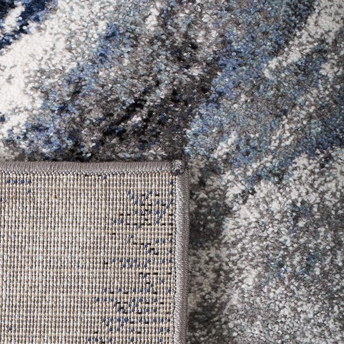 SAFAVIEH Galaxy Collection 2'3" x 8' Blue/Grey GAL117M Modern Abstract Non-Shedding Living Room Entryway Foyer Hallway Bedroom Runner Rug