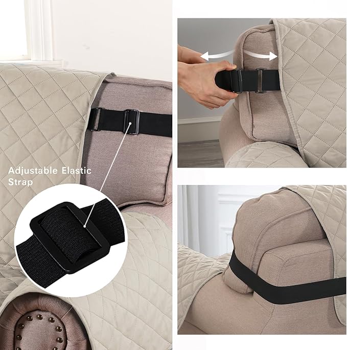H.VERSAILTEX Chair Slipcover Reversible Chair Cover Water Resistant Washable Chair Cover Non-Slip Fabric Furniture Protector with Elastic Strap for Pets(Armchair, Pale Oak)