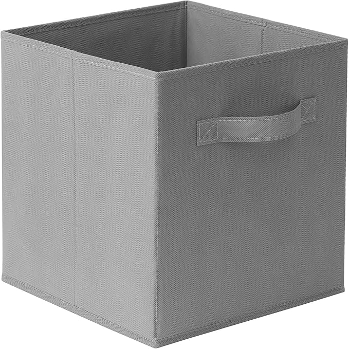 Casafield Set of 6 Collapsible Fabric Cube Storage Bins, Gray - 11" Foldable Cloth Baskets for Shelves, Cubby Organizers & More