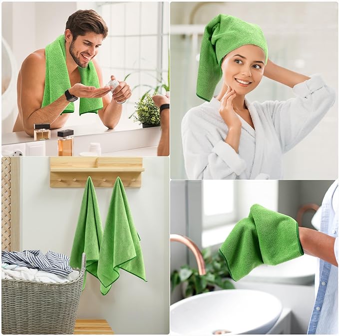 40 Pack Bleach Proof Towels Microfiber Absorbent Resistant Hair Hand Towels Bulk Quick Dry for Barber Gym Bath Spa Shaving (Sage Green,16 x 29 Inch)