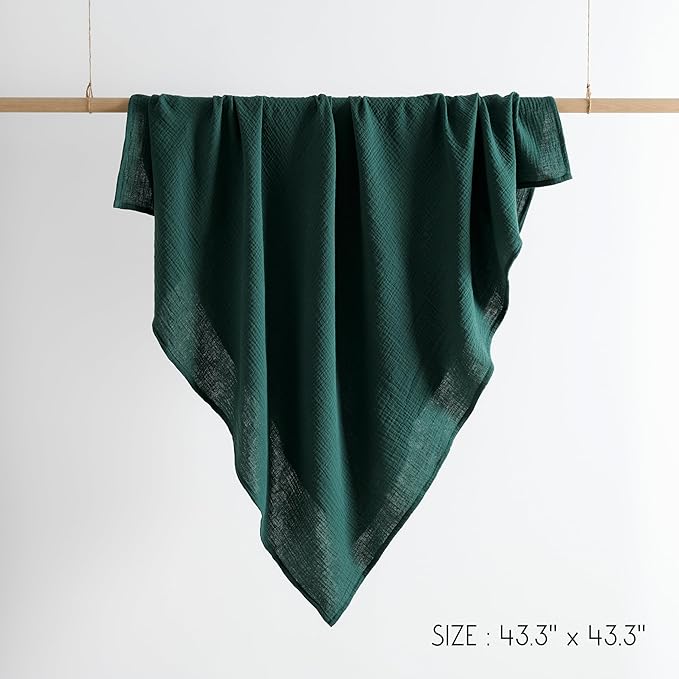Meracorallo Muslin Swaddle Blanket, 100% Cotton Receiving Blanket Soft and Breathable Swaddle Wrap for Baby Boys and Girls, Dark Green