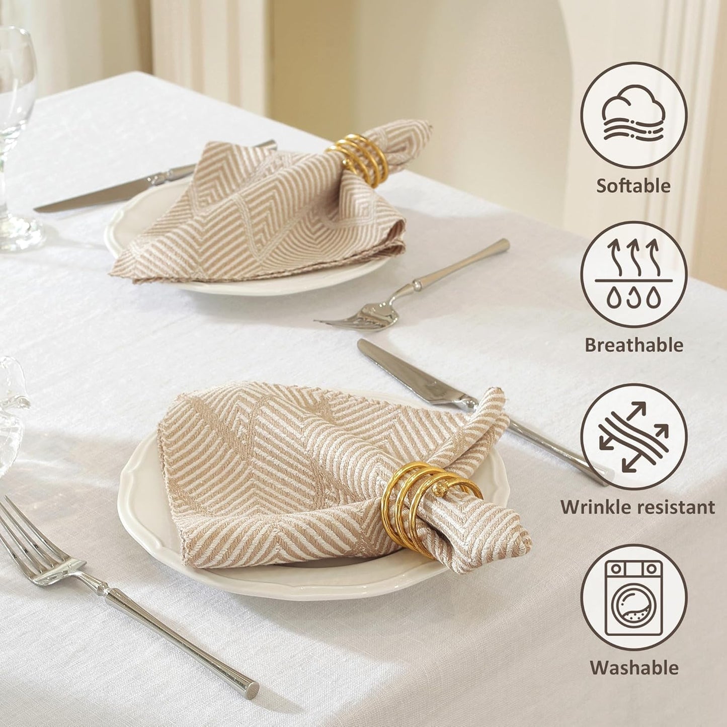 Linen Dinner Napkins — Set of 6, Natural Weave