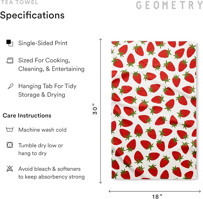 Tea Towels – Spring & Summer Collection – Quick-Dry, Ultra-Absorbent, Reusable Microfiber Kitchen Towels for Drying & Cleaning - Berry Sweet - 1 Pack