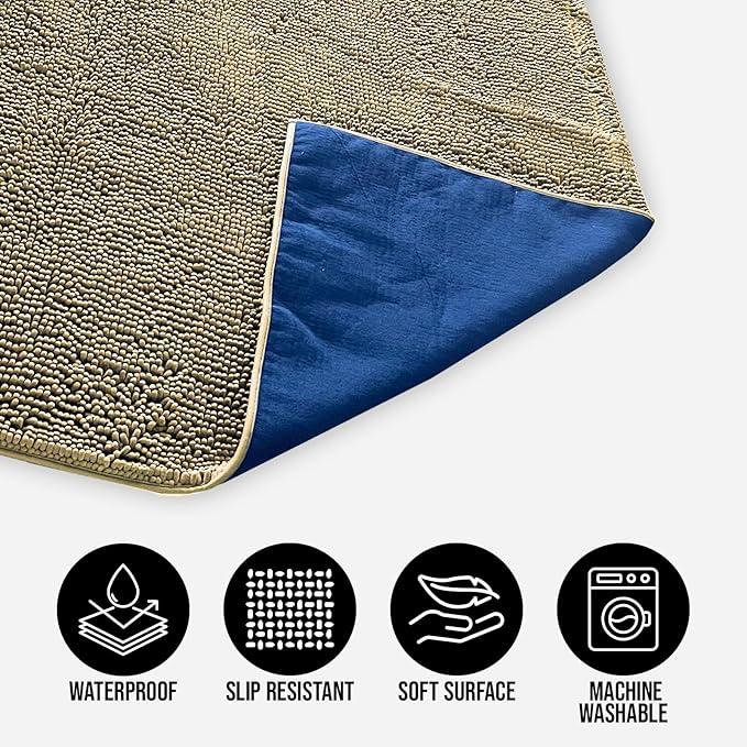 Muddy Mat® Dog Blanket - Chenille Water Absorption Blanket for Bed & Couch Cover for Dogs Washable, Anti-Slip Soft and Durable Furniture Protector for Dogs - Beige 48"x56"