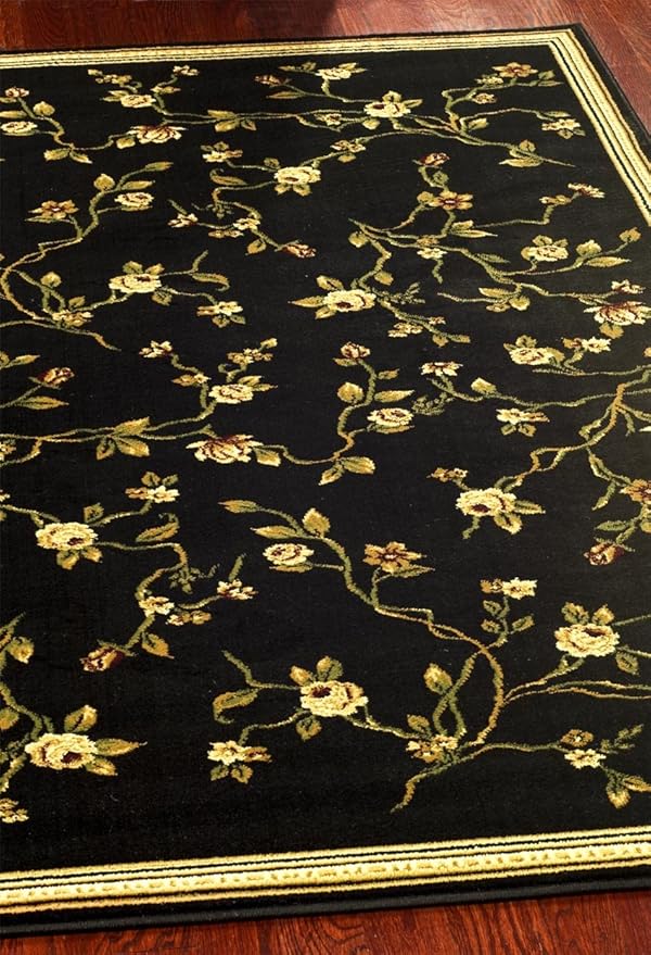 SAFAVIEH Lyndhurst Collection Runner Rug - 2'3" x 20', Black, Traditional Floral Design, Non-Shedding & Easy Care, Ideal for High Traffic Areas in Living Room, Bedroom (LNH220A)