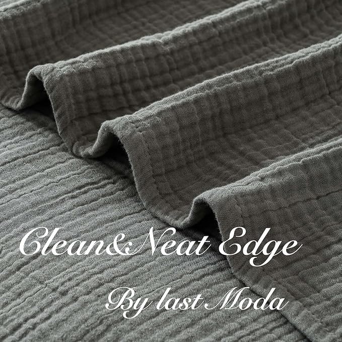 Muslin Blanket 100% Cotton Blanket Throw 108”x90”, Lightweight Breathable Summer Blanket Throw. Supersoft 4-Layer Gauze Throw Blanket for Sofa, Couch, Bed, All-Season Use, Dusty Olive