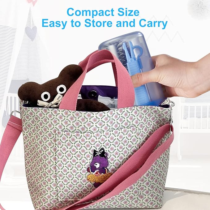 Travel Baby Bottle Brush Set with Extendable Silicone Bottle Brush，Nipple Brush,Staw Brush,Baby Bottle Soap Dispenser,Gift for Newborn Mothers, Suitable for Travel and Home(Cobalt Blue)