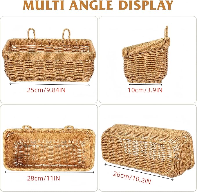 11 inches Wall Hanging Baskets Woven Basket Boho Style Fruit Basket Storage Baskets for Organizing Home Kitchen Garden Plants Hanging Decoration