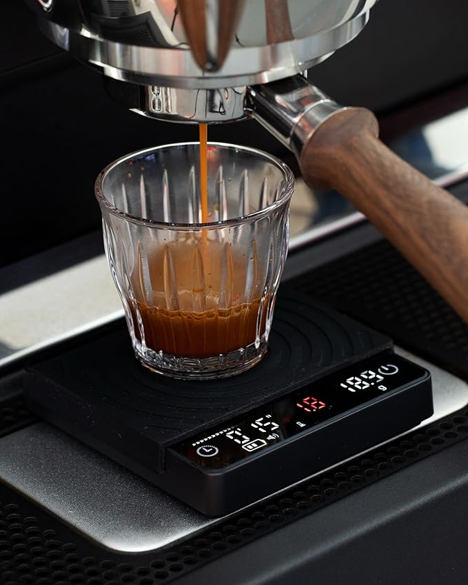 Coffee Station Set – 12 Single Dose Glass Tubes with Exhaust Valve, Walnut Dosing Cup & Spray Bottle, Digital Espresso Scale with Auto Tare & Flow