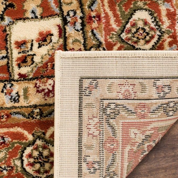 SAFAVIEH Lyndhurst Collection Area Rug - 12' Square, Ivory & Rust, Traditional Oriental Design, Non-Shedding & Easy Care, Ideal for High Traffic Areas in Living Room, Bedroom (LNH330R)