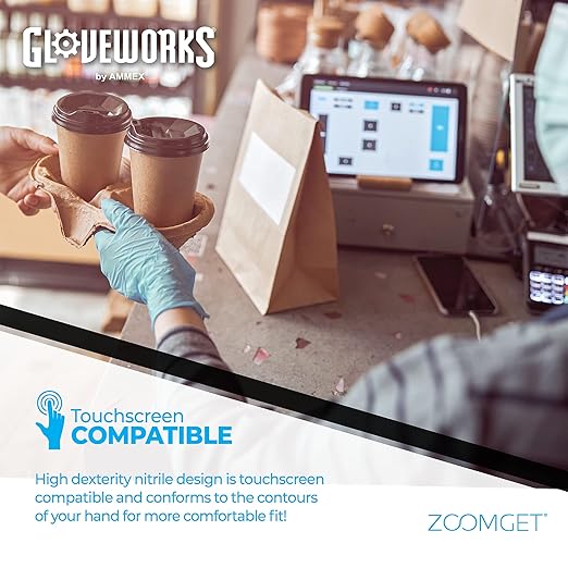 GLOVEWORKS Blue Disposable Nitrile Industrial Gloves, 5 Mil, Latex & Powder-Free, Food-Safe, Textured, X-Large, Case of 1000