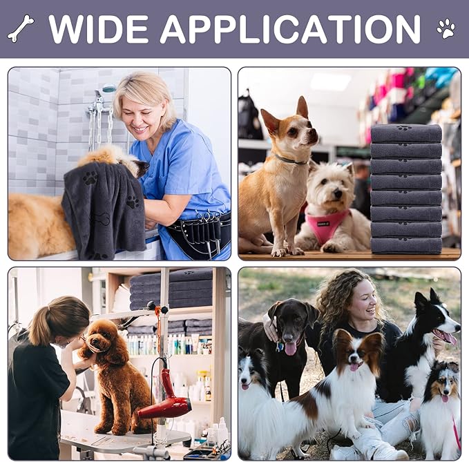 8 Pcs Dog Towels for Drying Dogs Cats Pet Towels Bulk Puppy Microfiber Quick Drying Paw Bath Bathing Supplies Absorbent for Medium Pets(Gray,40 x 24 Inch)