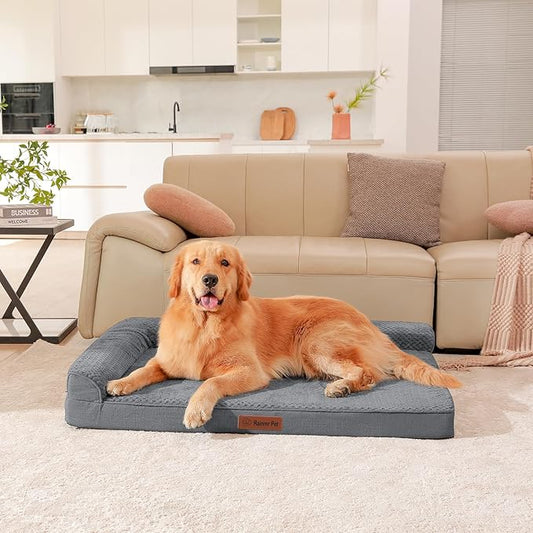 Orthopedic Dog Beds Large Sized Dog, 44x32x6 Inches Memory Foam Pet Bed for Large Dogs, Washable Removable Cover, Nonskid Bottom, Waterproof, Dark Grey