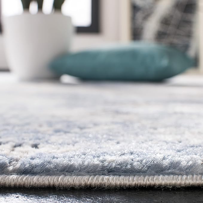 SAFAVIEH Amelia Collection Area Rug - 10' Square, Grey & Blue, Modern Abstract Design, Non-Shedding & Easy Care, Ideal for High Traffic Areas in Living Room, Bedroom (ALA705F)