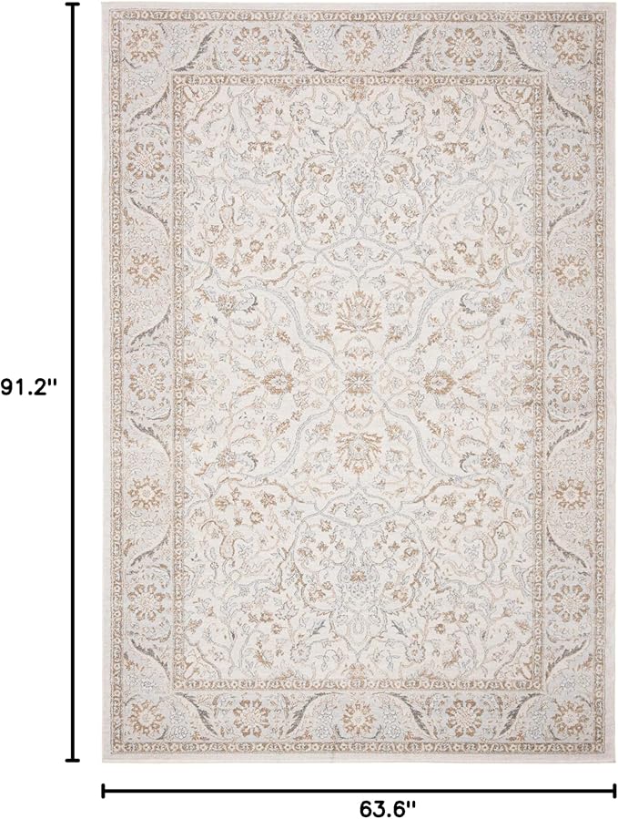 SAFAVIEH Isabella Collection Area Rug - 5'3" x 7'6", Cream & Beige, Oriental Design, Non-Shedding & Easy Care, Ideal for High Traffic Areas in Living Room, Bedroom (ISA912A)