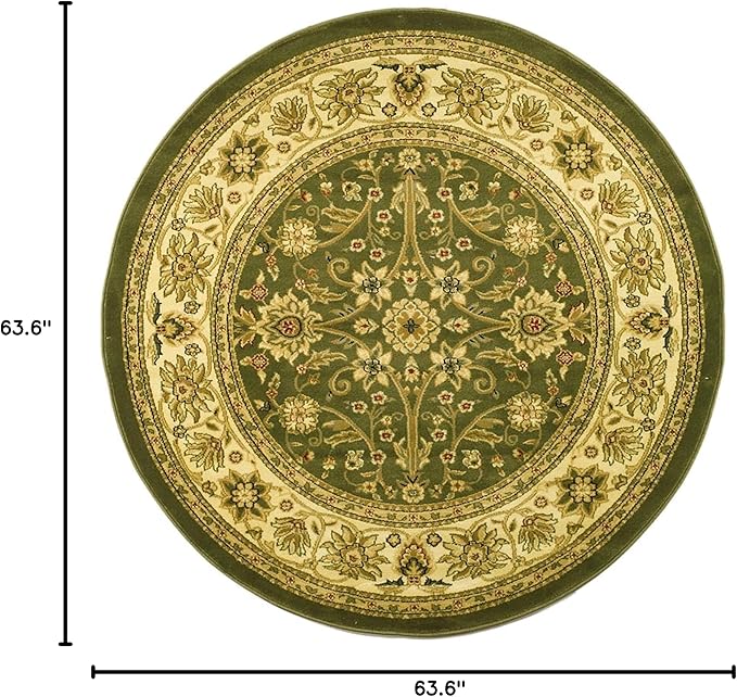 SAFAVIEH Lyndhurst Collection Area Rug - 5'3" Round, Sage & Ivory, Traditional Oriental Design, Non-Shedding & Easy Care, Ideal for High Traffic Areas in Living Room, Bedroom (LNH212C)