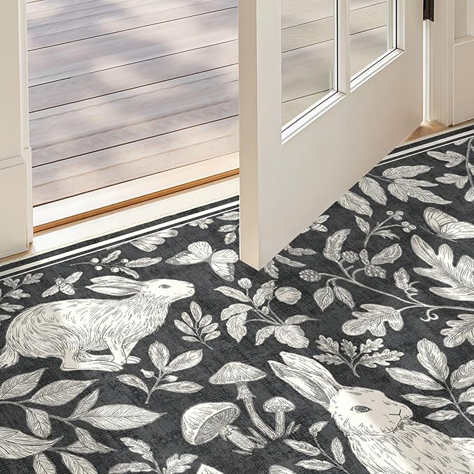 Vintage Living Room Area Rug 3x5 - Large Soft Washable Oriental Traditional Distressed Farmhouse Rugs for Bedroom - Indoor Floor Accent Carpet for Home Office House Decor -Easter Dark Gray