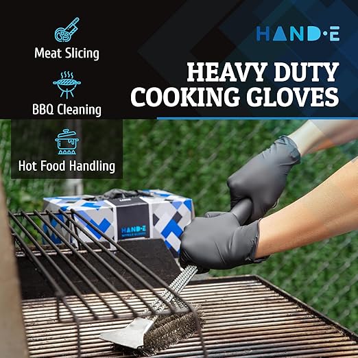 Hand-E Touch Black Nitrile Medical Gloves Disposable Large 100 Count - Latex Free, Extra Thick 5 Mil Surgical Medical Exam Gloves, Powder Free