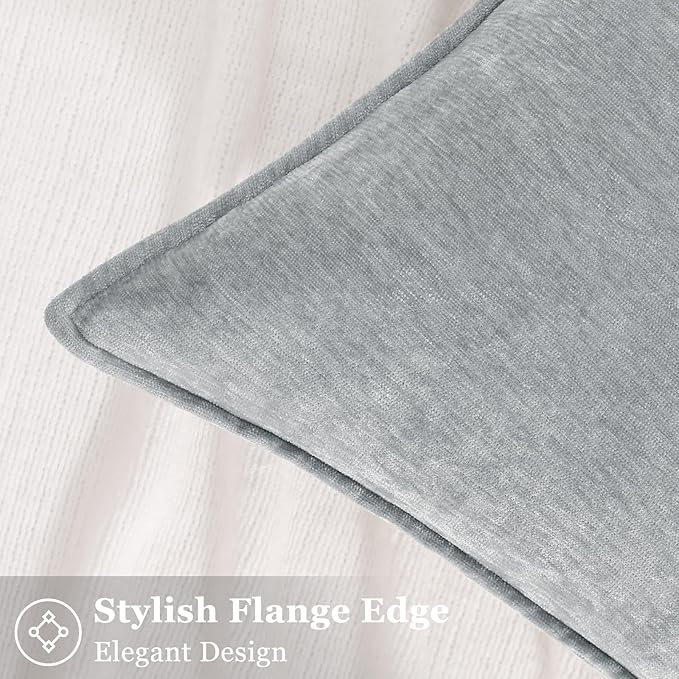 decorUhome Spring Couch Throw Pillow Covers 18x18 Set of 2, Decorative Soft Velvet Modern Cozy Chenille Pillow Cases with Elegant Design for Sofa Bed Living Room Home Decor, Ultimate Gray