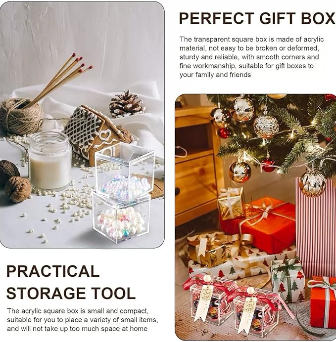 Clear Acrylic Storage Box Set, 18 Pack Small Plastic Containers with Lids, 3 Sizes for Jewelry, Rocks, Specimens & Candy, Mini Square Cubes for Party Favors & Collectibles (3.15"/2.36"/1.7")