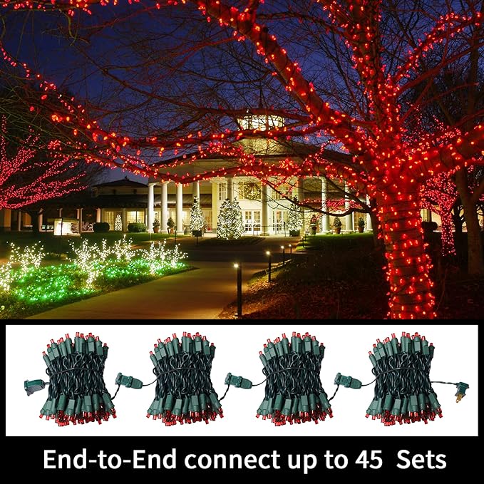 LAMPHOME Red Valentines Day Decor Lights Green Wire, 21.6ft 100 LED Red Christmas String Fairy Lights Outdoor Indoor Plug in for Room Party Tree Valentines Day Bedroom Galentine's Day Decorations