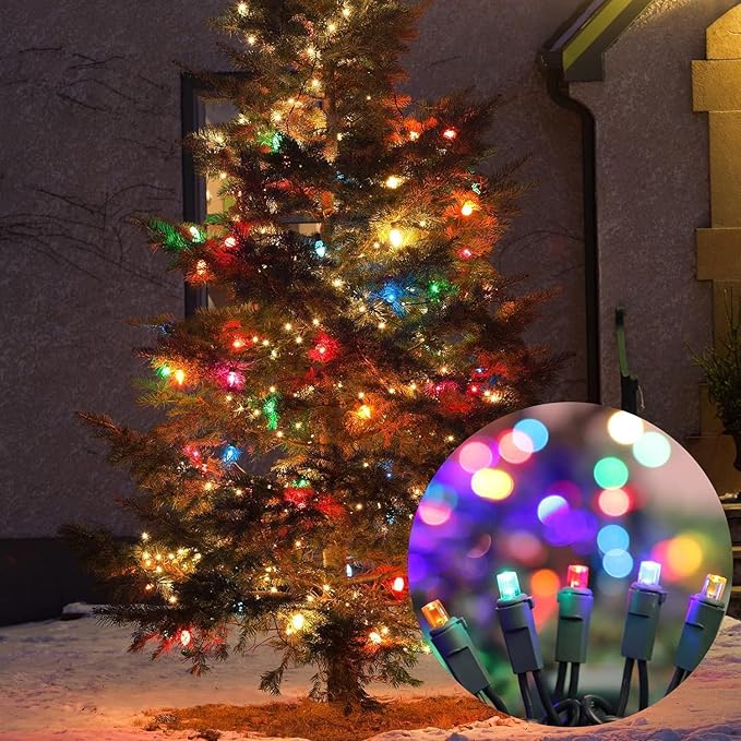 LAMPHOME Multi-Colored Christmas Mini String Lights, 150LED Waterproof Colorful Fairy Lights Plug in,Connectable Christmas Tree Lights for Indoor Outdoor Home Bedroom Xmas Party Garden Yard Deco
