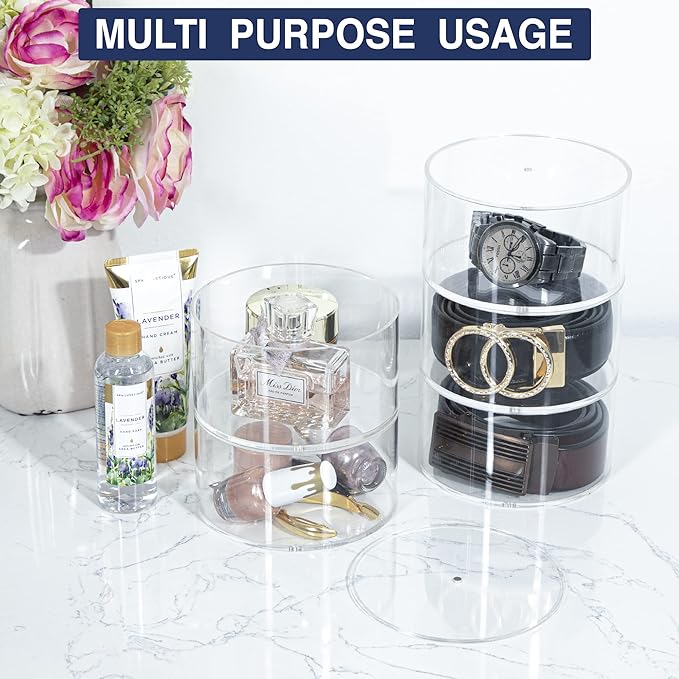 Acrylic Belt Organizer, 5 Layer Belt Holder for Closet or Drawer, Display for Men’s and Women’s Belts, Jewelry, and Watches