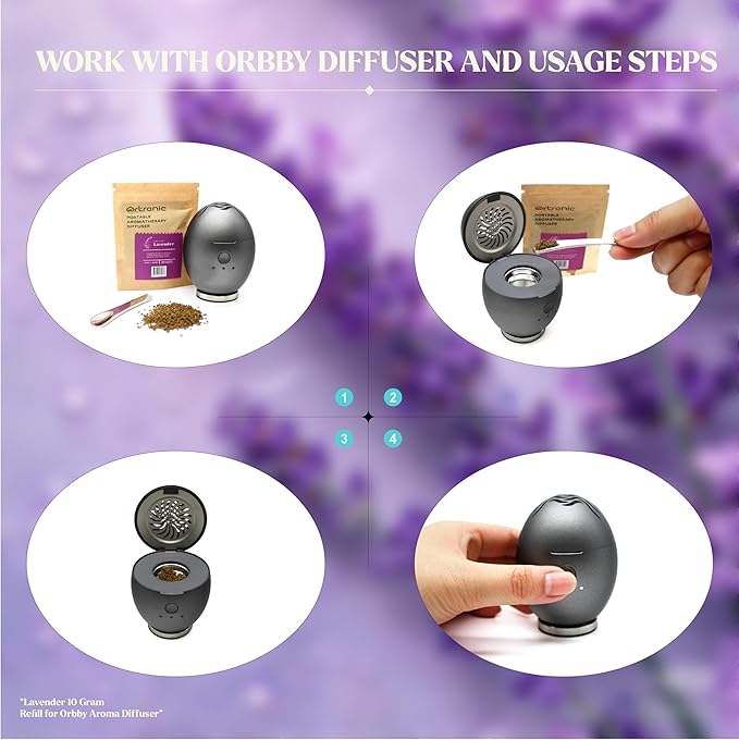 Aroma Diffuser-Compatible Scent Granule Starter Kit: Lavender,10g, Refills for Orbby Incense Burner