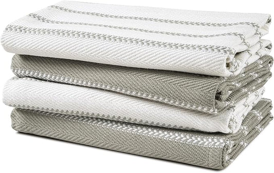 LANE LINEN Kitchen Towels Set - Pack of 4 Cotton Dish Towels for Drying Dishes, 18”x 28”, Absorbent Tea Towels, Quick Drying Kitchen Towel Set - Grey