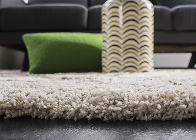 SAFAVIEH Hudson Shag Collection Area Rug - 11' Square, Ivory & Grey, Modern Trellis Design, Non-Shedding & Easy Care, 2-inch Thick Ideal for High Traffic Areas in Living Room, Bedroom (SGH281A)