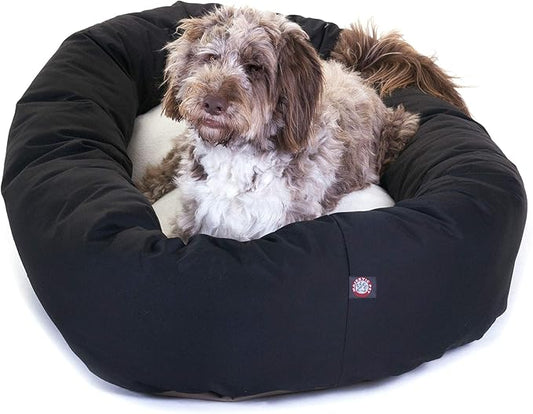 Majestic Pet 52 inch Black & Sherpa Bagel Dog Bed Products, 52.0"L x 35.0"W x 11.0"Th