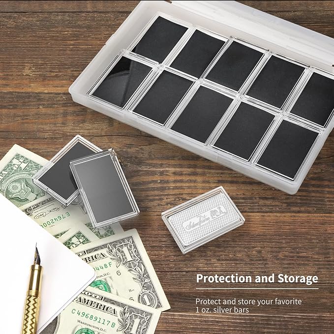 1 Oz Silver Bar Holder, 20 Pcs Silver Bar Capsule Storage Bar Capsule Container for 1 Ounce Silver Bar