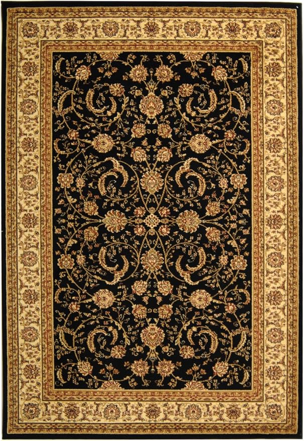 SAFAVIEH Lyndhurst Collection Area Rug - 8' x 11', Black & Ivory, Traditional Oriental Design, Non-Shedding & Easy Care, Ideal for High Traffic Areas in Living Room, Bedroom (LNH219A)
